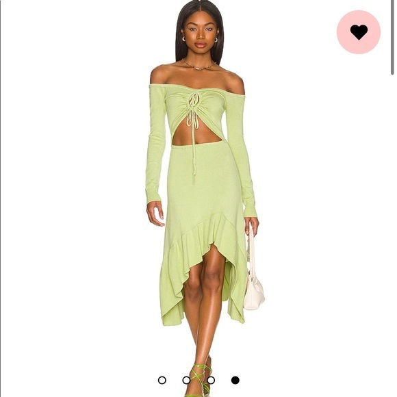 NWT LPA Aarika Off Shoulder Midi Dress in Lime green - Picture 3 of 6